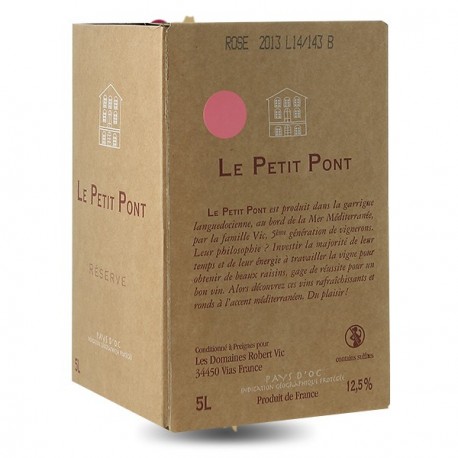 bag in box 5 litres, petit pont rosé, languedoc